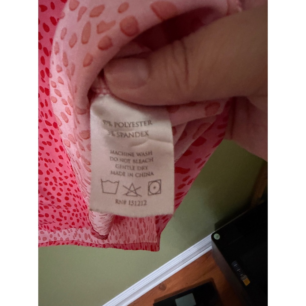 Michelle McDowell Pink Red Dot V-Neck Long Sleeve Blouse Top XXL Bohemian - Picture 4 of 6